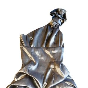 Jessica McClintock Gunne Sax Rouched One Shoulder 80s Party Prom Dress Mini 8